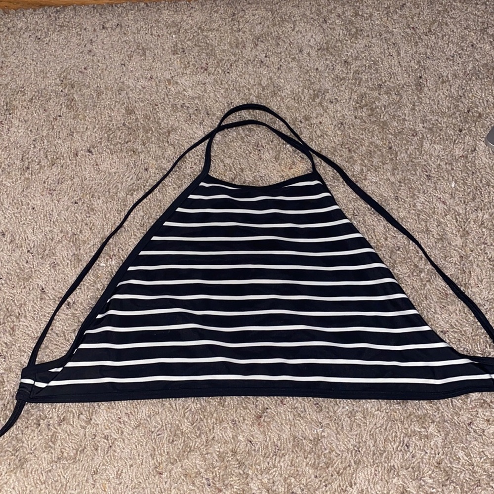 aerie black and white halter bikini top